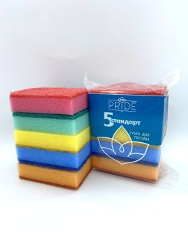 Губка для посуды (5шт) 90х60х25мм Стандарт 1/30