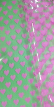 Ролик 70см х8м пленка полипропилен с рисунком Сердца15 розовые 1/10