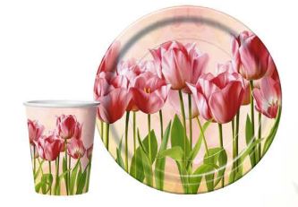 Стакан бумажный 250мл Тюльпаны (10шт) 1/48 
