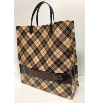 Пакет с пластмассовыми ручками (30х30+10) объемный Клетка ориг 10/50