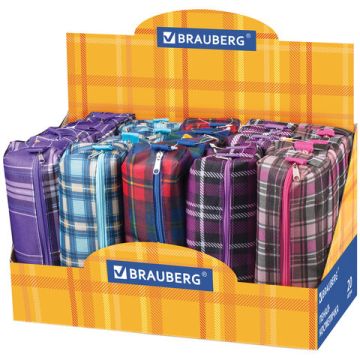 Пенал-косметичка 20х6х4см полиэстер, ассорти 5цв Шотландия BRAUBERG 1/20/160