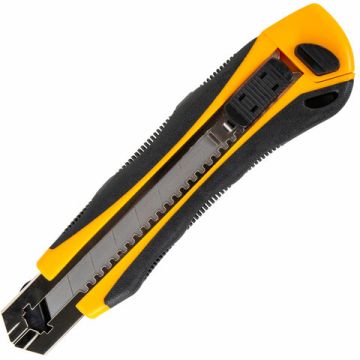 Нож канцелярский 25мм автофиксатор с резиновой вставкой мощный BRAUBERG EXTRA-DL 1/12/72