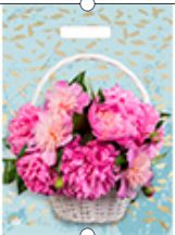 Пакет с вырубной ручкой (31х40)-60 Корзина пионов Тико 50/500