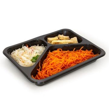 Ланч-бокс ПП 3-сек КД-401/3 227х177х36 прямоугольный черный 1/400