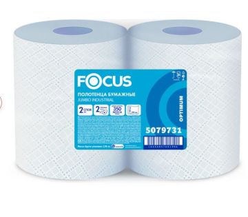 Бумага протирочная FOCUS (W1) Jumbo 350м 2-сл 1000л 24х35см в рулоне 1/2