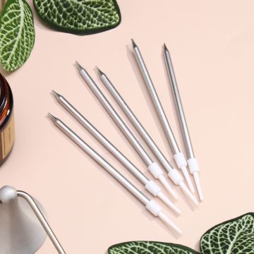 Свечи для торта Ройс 6 шт серебристый металлик 13см 1/1