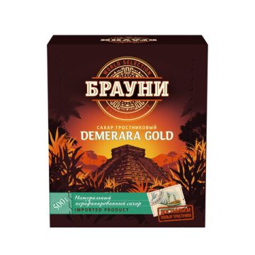 Продукты, Сахар рессованный тростниковый БРАУНИ Демерара Голд 500г 1/12