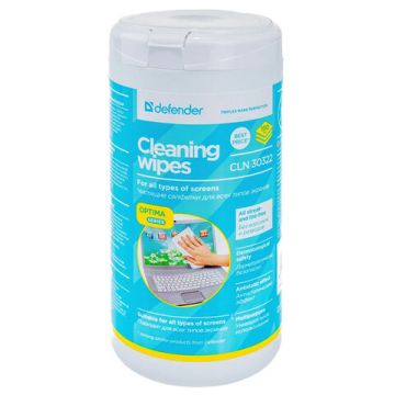 Чистящие салфетки DEFENDER для мониторов всех типов в тубе 100 шт, 1/12