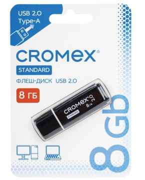 Флэш-диск 8 GB CROMEX Standart USB 2.0 черный 1/100 