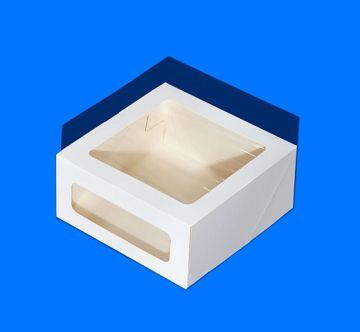 Коробка для торта с окном 240х240х100мм картонная белая ForGenika CAKE I 15/75