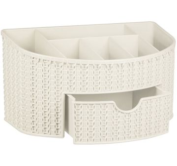 Органайзер с ящиком(230x140x120) Вязание ротанг белый 1/9
