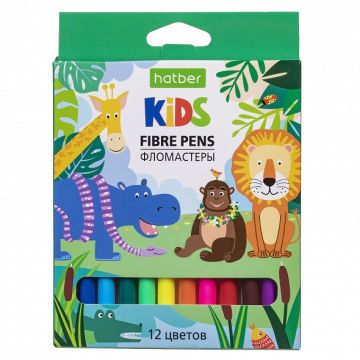 Фломастеры 12цв смываемые трехгранные карт упак Африка ECO Хатбер 1/12/192