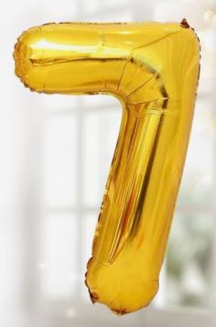 Шар фольгированный Цифра 7 85см цвет золото 1/20/700