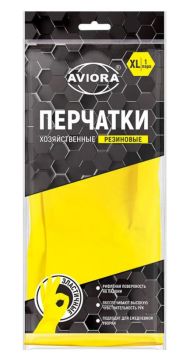 Резиновые перчатки с х/б напыл латекс хозяйств Aviora XL 42гр 12/120