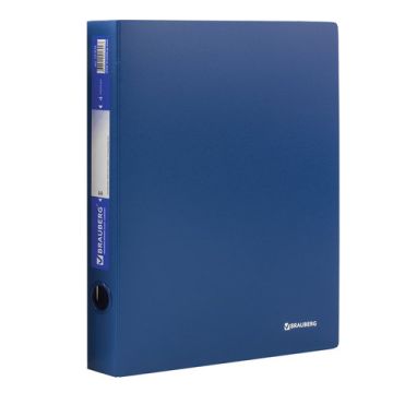 Папка на 4 кольца BRAUBERG Стандарт 40мм синяя до 300 листов 0,9мм 1/10/60
