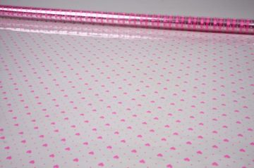 Ролик 70см х8м пленка полипропилен с рисунком Мелкие сердца, розовый 1/10 