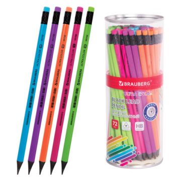 Карандаш ч/гр HB с ластиком, пластиковый ULTRA COLOR BRAUBERG  1/72
