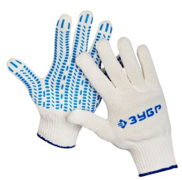 Перчатки трикотажные 10класс х/б с защитой от скольжения ЗУБР L-XL 1/10
