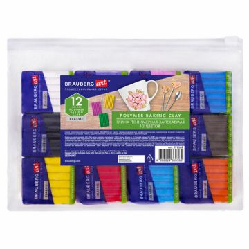 Глина полимер запекаемая НАБОР 12 цветов по 20г в пакете BRAUBERG ART CLASSIC 1/5