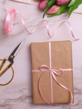 Лента атласная 6мм 25м розовая 1/10