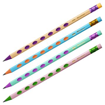 Карандаш ч/гр HB с ластиком, трехгранный, пластик, заточен, ассорти Berlingo 1/12/144