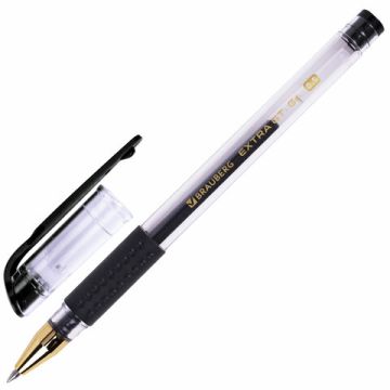 Ручка гелевая черная 0,5мм с грипом Brauberg Extra 1/12