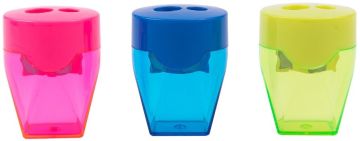 Точилка 2 отверстия с контейнером пластиковая цвет ассорти Deli E39768 1/12