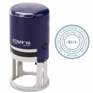 Печать самонаб. 2 круга D=40 синяя STAFF + КАССА