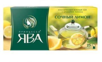Продукты, Чай Принцесса Ява зеленый с лимоном 25 пак 1/1