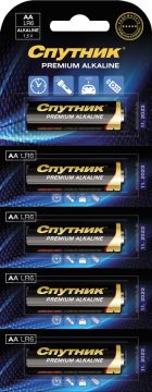 Элемент питания Спутник ААА Premium Alkaline LR03/5В на картоне 1/5/50