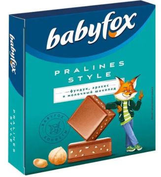 Продукты, Конфеты BabyFox шоколадные Pralines Style фундук арахис и мол шоколад 90 г 1/6