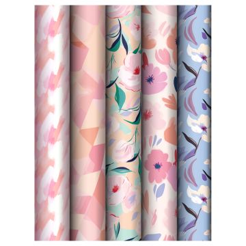 Бумага подарочная глянц 70х100см 80г/м ассорти Floral Mood 1/50