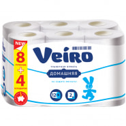 Туалетная бумага евро 2сл белая 12штх15м Домашняя VEIRO 1/6