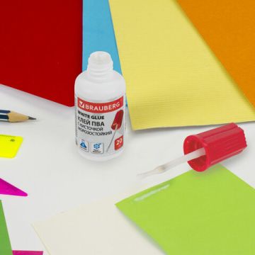 Клей ПВА 20г с кисточкой морозостойкий BRAUBERG 1/10/120