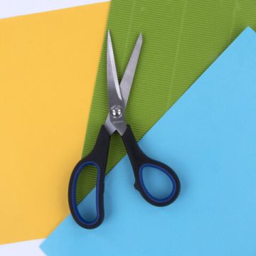 Ножницы 190мм метал черно-синие вставки европодвес Soft Grip Brauberg 1/12