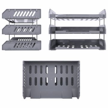 Лоток горизонтальный для бумаг 335х232х246мм (3шт) серый BRAUBERG FILE 1/5 (Клиент)