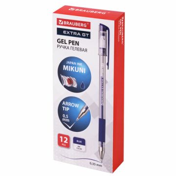 Ручка гелевая синяя 0,5мм линия 0,35мм BRAUBERG 1/12