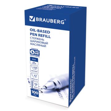Стержень шариковый масляный синий 152мм узел 0,7мм линия 0,35мм BRAUBERG 1/100