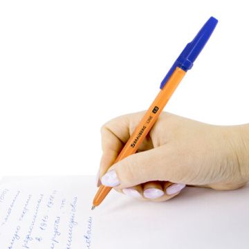 Ручка шариковая синяя узел 1мм линия письма 0,5мм корпус оранж. BRAUBERG ORANGE Line 1/50