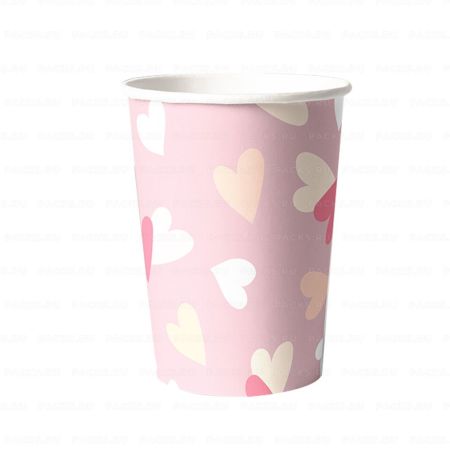 Стакан бумажный 250мл Сердца (6шт) 1/144