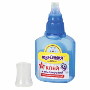 Клей канцелярский с силиконовой кисточкой 50мл ЮНЛАНДИЯ 1/12