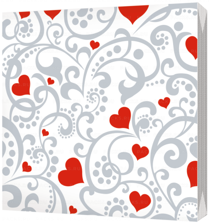 Салфетки (33х33) 3-сл Сердечки серебро  (20) 1/15