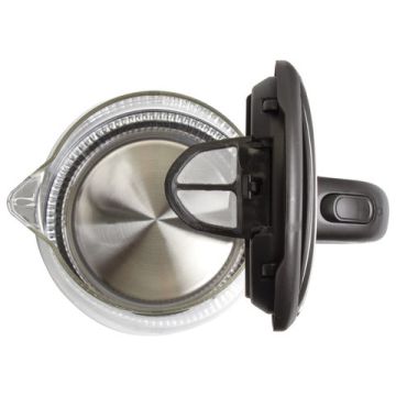 Чайник SONNEN KT-1788, 1,7 л, 2200 Вт, закрытый нагревательный элемент, стекло, черный, п (Клиент)