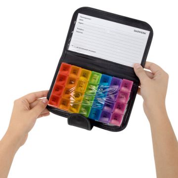 Контейнер-органайзер для лекарств и витаминов 7 дней/4 приема в чехле на кнопке 1/50 (Клиент)