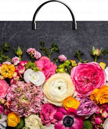 Пакет с пластмассовыми ручками (36х37)-100 Цветы на графите Тико 10/100