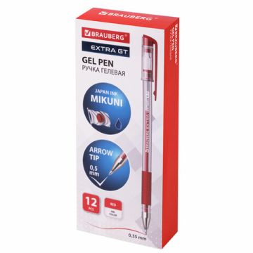 Ручка гелевая красная 0,5мм линия 0,35мм BRAUBERG EXTRA GT 1/12/1728 (Клиент)