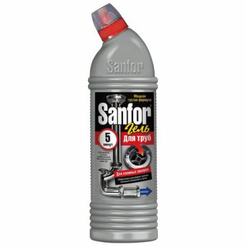 Средство жидкое 1л SANFOR (Санфор) для прочистки канализационных труб 1/10