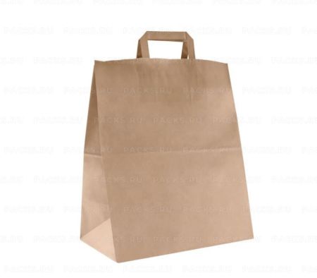 Пакет бумажный крафт с плоскими ручками 320х200х370 80гр/м до 5кг 200/200