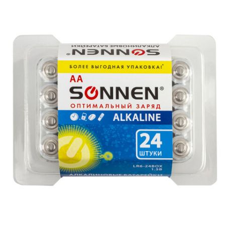 Элемент питания SONNEN АА (LR6, 15А) 24шт АЛКАЛИН 1/20 (клиент)