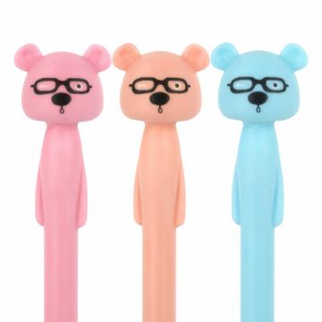 Ручка фигурная шариковая мягкий силиконовый корпус, ассорти, СИНЯЯ, 0,7мм ЮНЛАНДИЯ Мишка 1/12